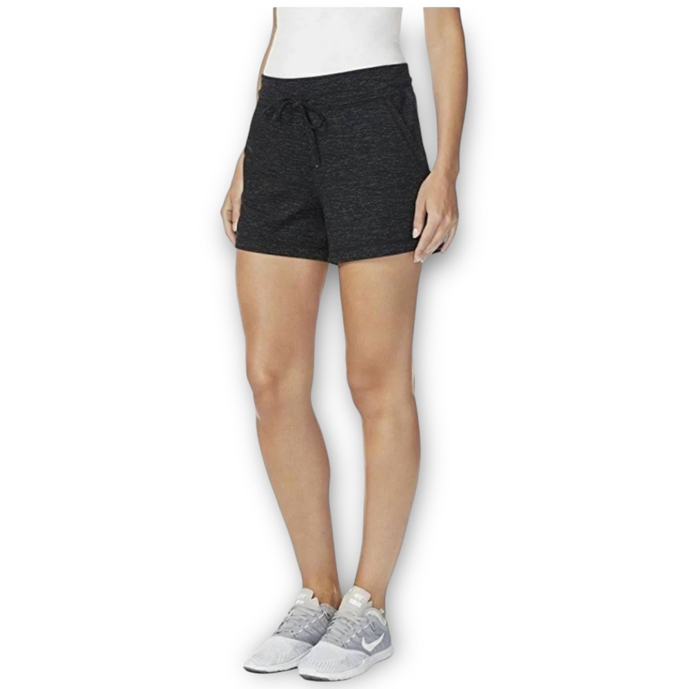 NWT 32 Degrees Cool Women’s Lightweight Fleece Lounge Shorts XL Black Space Dye
